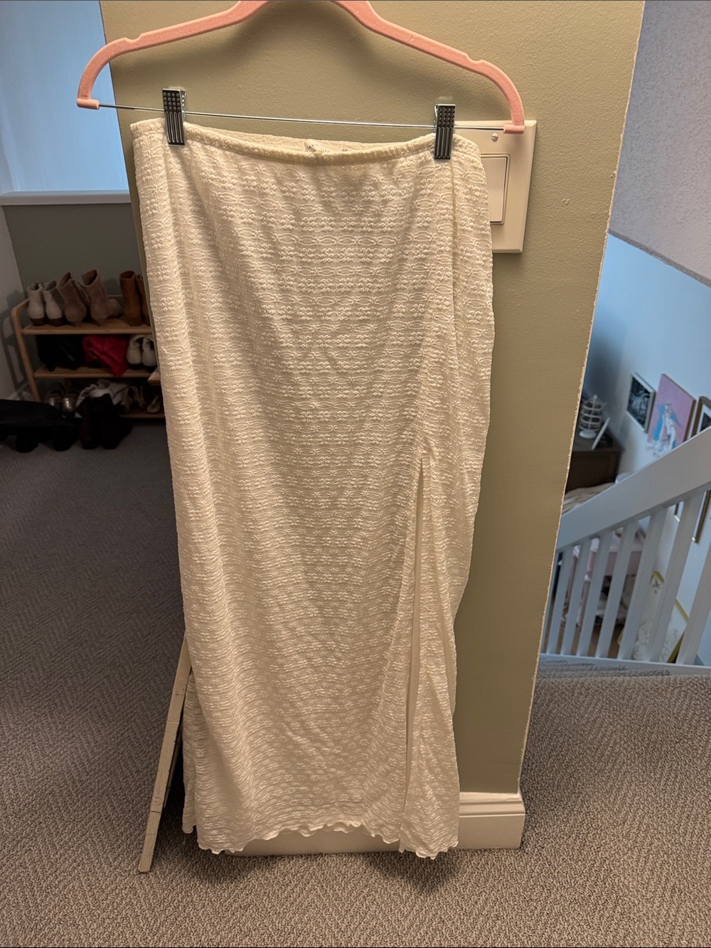 Altar'd State Cream Textured Maxi Skirt